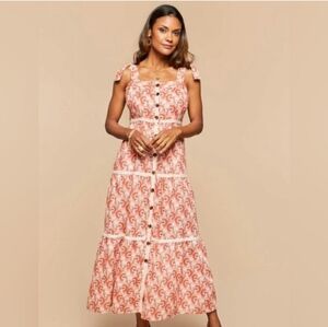 Spartina 449 100% Linen Like New Baylor coastal Boho Floral Maxi DressSize S